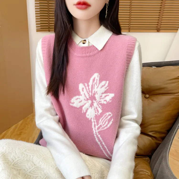 【现货宠粉】新款马夹针织衫女圆领套头显瘦轻奢时尚百搭复古毛衫薄