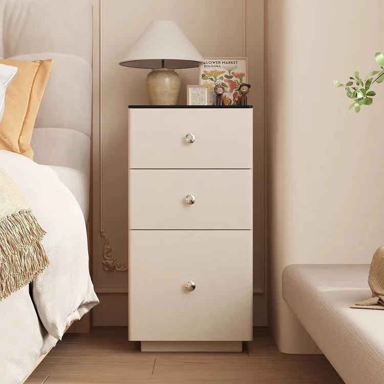 极窄床头柜子实木简约现代2025新款轻奢感家用卧室小型床边柜收纳