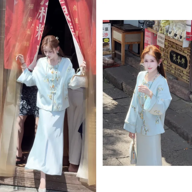 【婷婷】《烟雨江南》独家绣花瓜瓞绵绵 国风套装 TT2SQTH2125