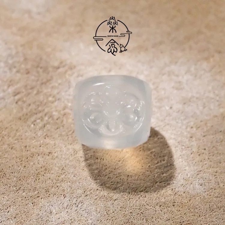 天然灰白缠丝藏式格桑花方珠文玩手串DIY配饰配珠顶珠腰珠隔珠