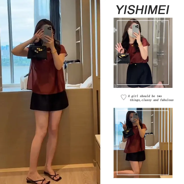 超火夏季穿搭一整套女2025新款时尚短袖上衣百搭显瘦短裤两件套
