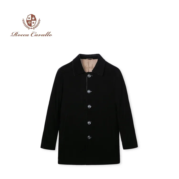 <朦胧柔光>男士冬季新款进口丝绒拼接绵羊皮中长款鹅绒大衣 71360