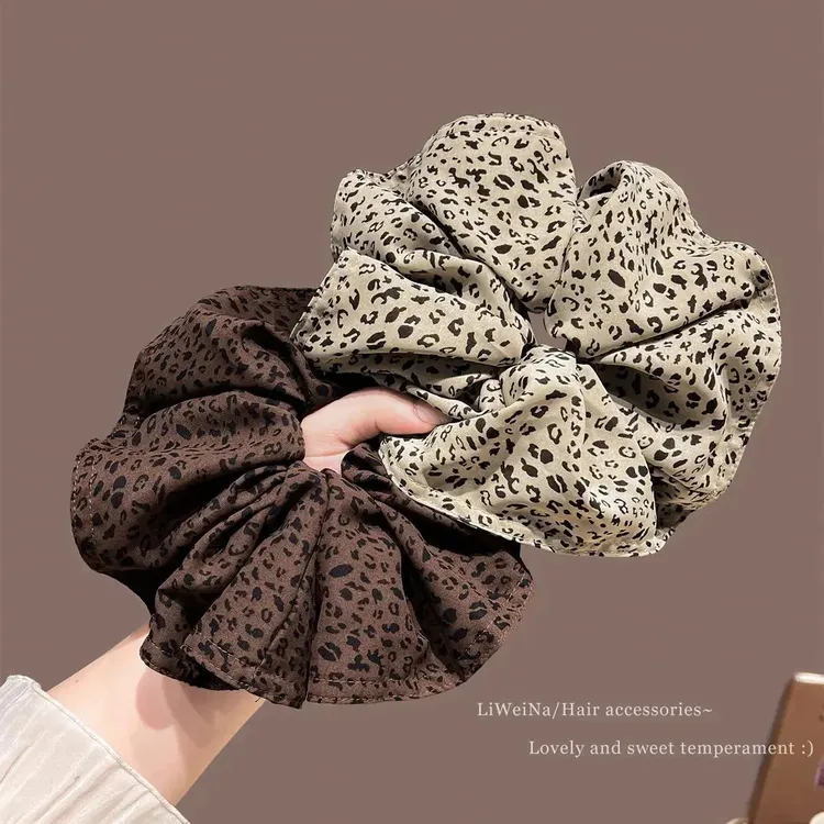 【新品特惠】复古豹纹大肠发圈丸子头低马尾扎头发绳气质上班族发饰