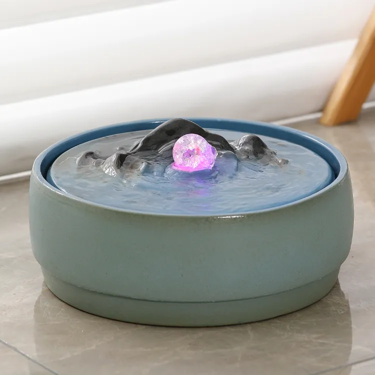 现代简约流水摆件循环水客厅茶室开业桌面水景装饰品