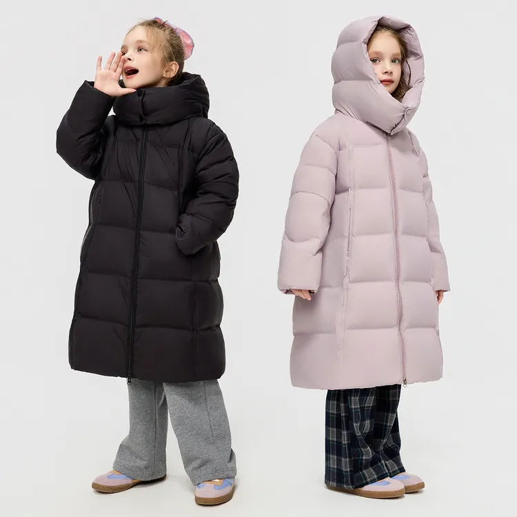 儿童羽绒服加厚保暖2025新款中长款拉链连帽女童洋气中大童外套