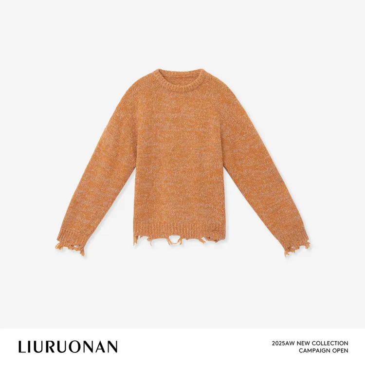 LIURUONAN 25WIN【阳光沙漠】冬季羊毛圆领套头毛衣长袖保暖上衣女