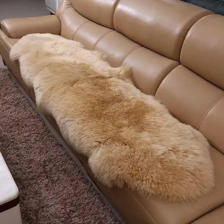 香槟金澳洲羊毛垫子皮草垫子【工厂送终身养护】