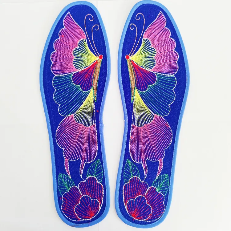 扎花鞋垫手工纯棉底背不掉色吸汗多种图案可选