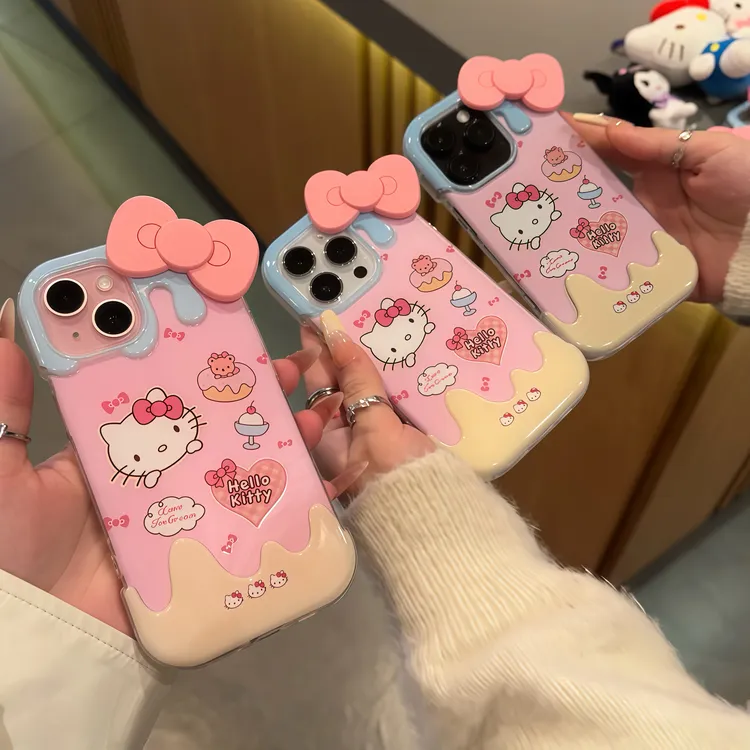 卡通KT猫蝴蝶结适用苹果15/16pro手机壳iphone13/14promax软12套