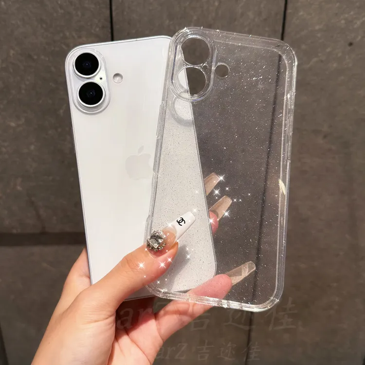 适用于苹果17透明细闪手机壳全包iphone17promax简约轻奢防摔软壳
