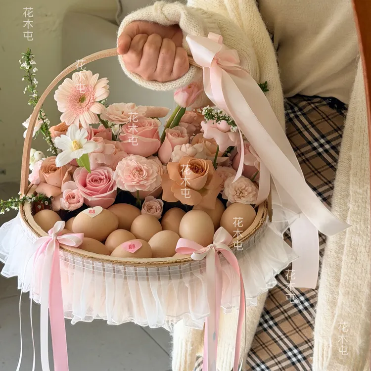 新款公主裙花篮水果花篮鸡蛋水果手提花篮月子送礼礼品篮伴手礼