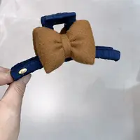 P463南瓜色蝴蝶结13公分抓夹