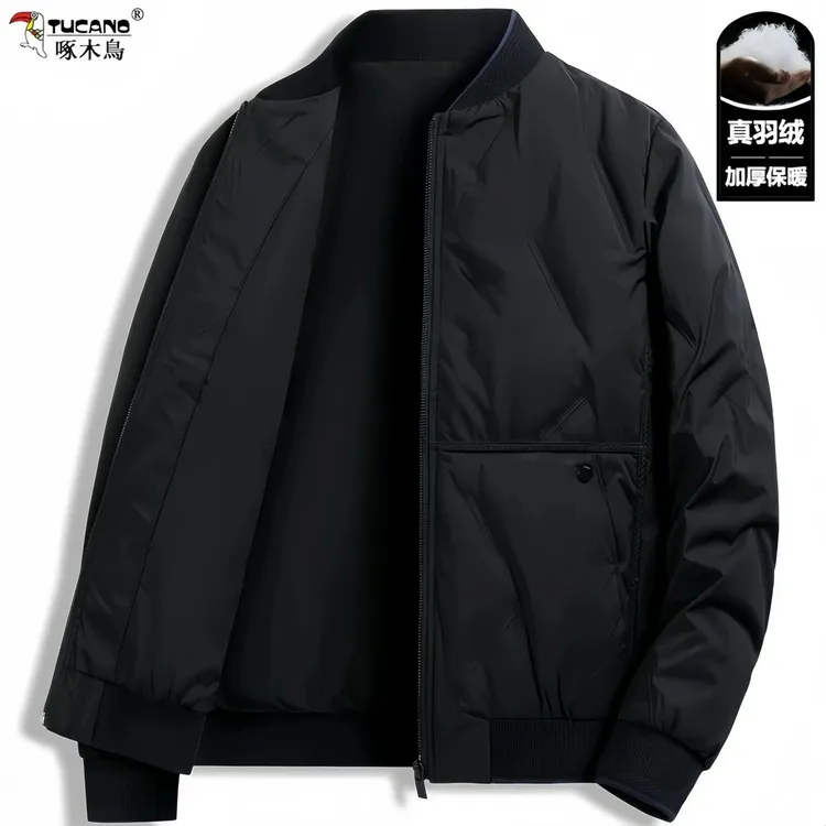 啄木鸟轻薄新款男士商务休闲翻领抗寒保暖羽绒服外套男装上衣加厚