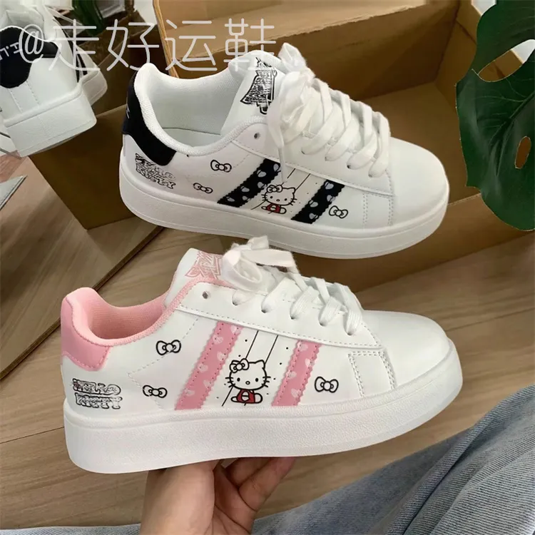 34码-40码可爱KT猫小众小白鞋女2025新款百搭学生运动鞋休闲板鞋