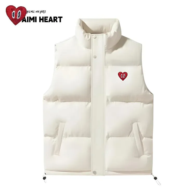 爱米桃心秋冬季棉马甲男女款潮牌复古无袖坎肩加厚保暖情侣外套