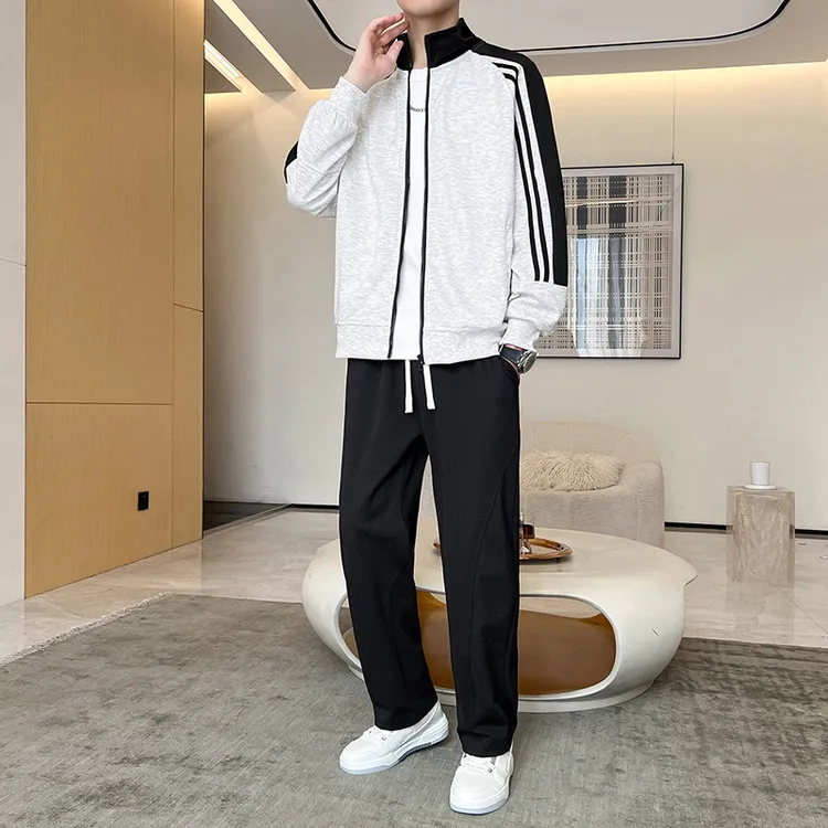 稻草人2025春秋季运动套装新款休闲时尚外套高级衣服男士时尚男装