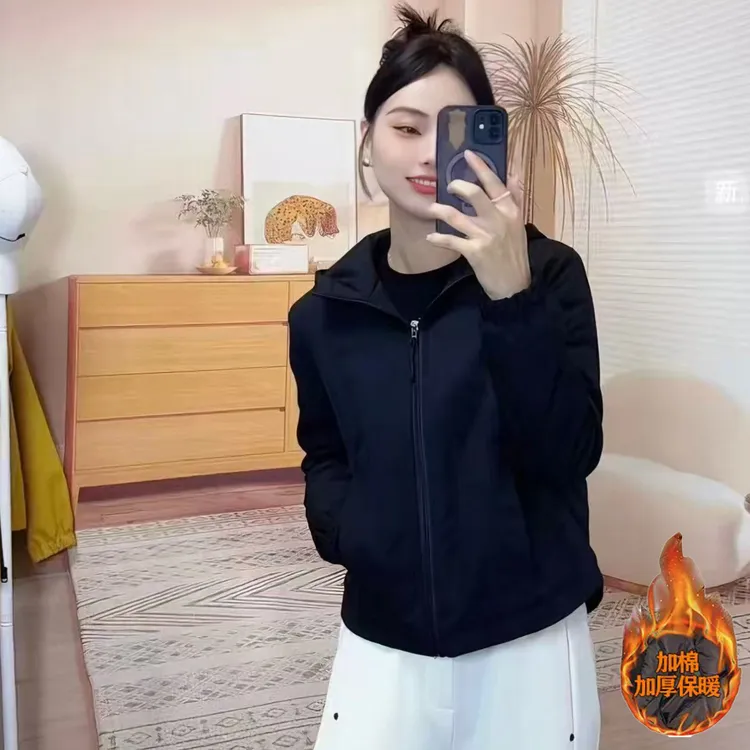 加棉加厚冲锋衣外套女新款2025秋冬爆款防风短款收腰连帽工装夹克
