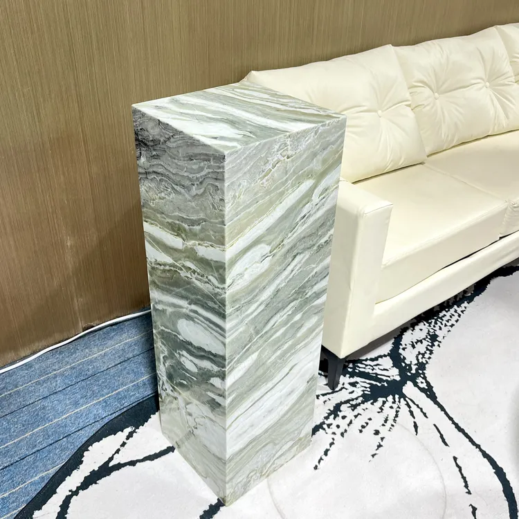 中古风边几天然大理石暮光之城墩墩客厅玄关装饰摆件花架边几