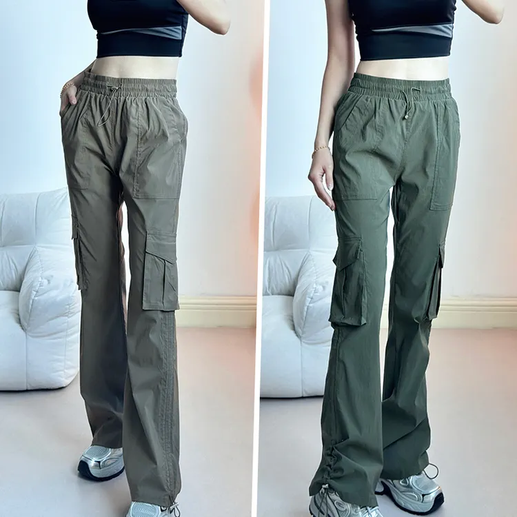 2025新款休闲运动工装长裤女高腰收腹晨跑步专业训练健身裤运动裤