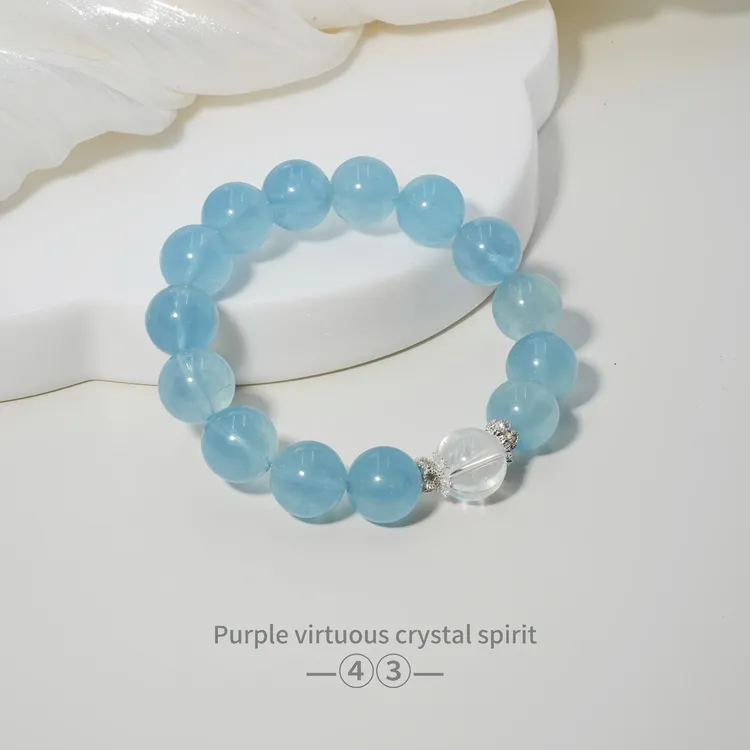 培育蓝宝石【晶海流蓝 】 冰川海蓝宝手串～多样性发其一