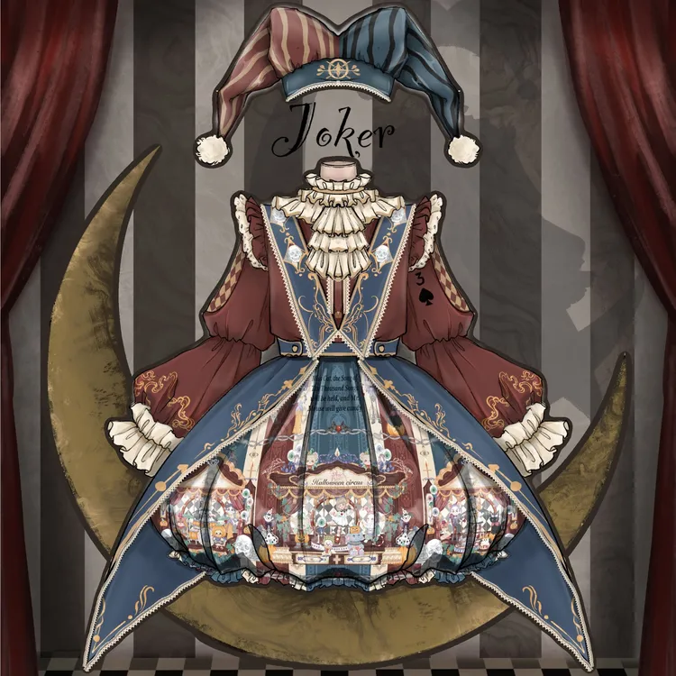 【意向金不是裙子】怪诞马戏团可爱复古小丑长袖OP樱洛芙lolita原创