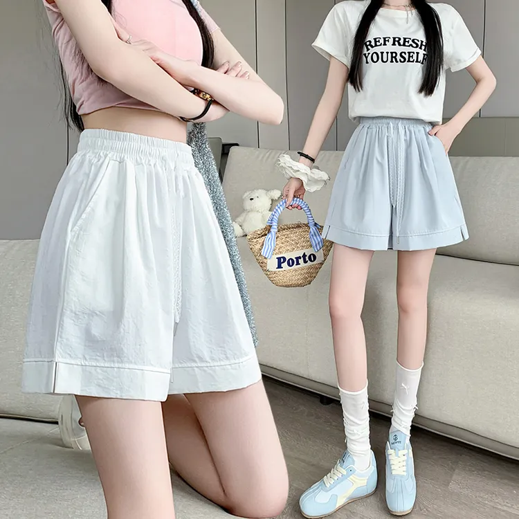 夏季冰丝防晒阔腿短裤女外穿高腰宽松显瘦运动短裤薄款休闲热裤