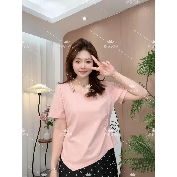 【 现货 婷哥定制 清浅百合】夏季温柔风设计感短袖上衣TGW41558