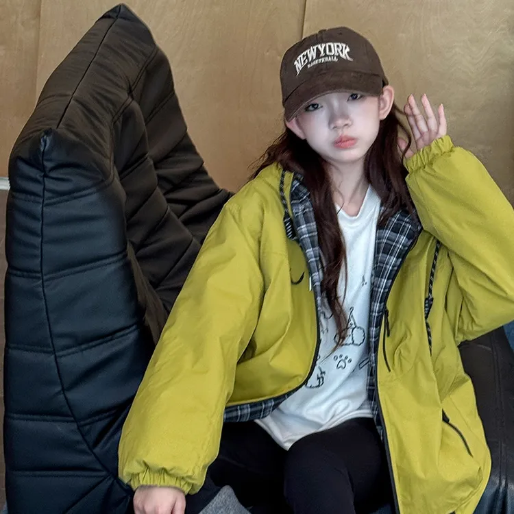 【醒妈家】女童加棉外套2025冬装新款中大童时髦冲锋衣两面穿外套