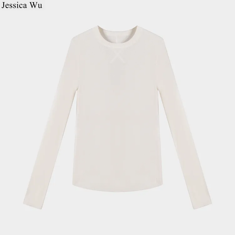 JESSICA WU高品质基础显瘦百搭款德国扬子纱80支精纺绵羊毛打底衫