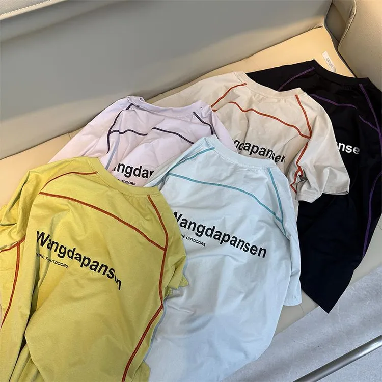 冰蓝色凉感速干短袖男女夏季跑步运动骑行服山系户外情侣休闲T恤