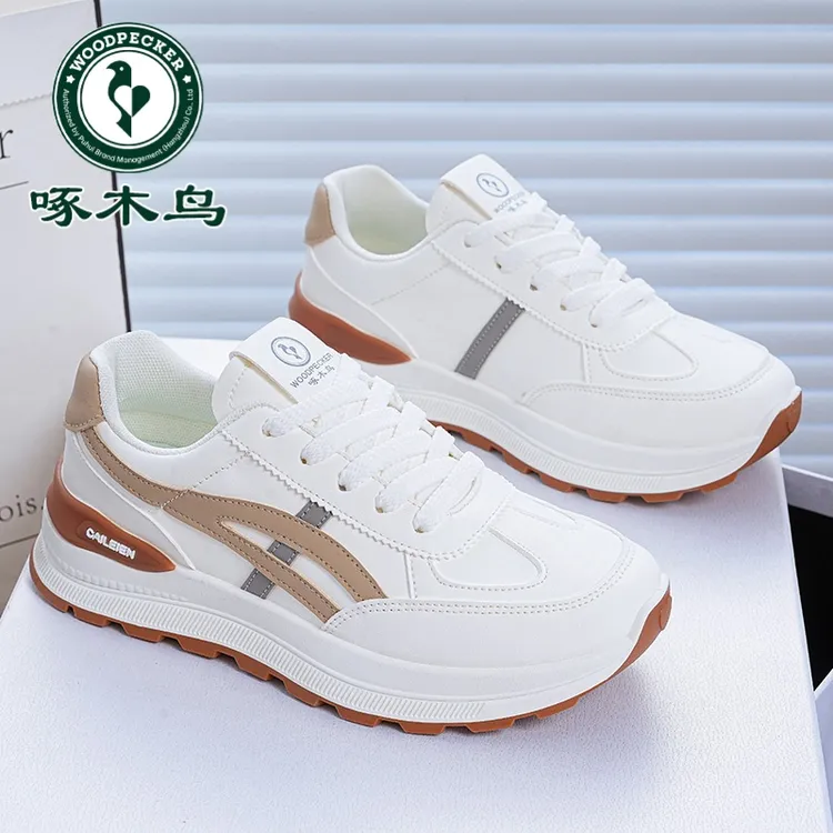 啄木鸟秋季女鞋新款透气小白鞋子女百搭韩版增高运动鞋休闲老爹鞋
