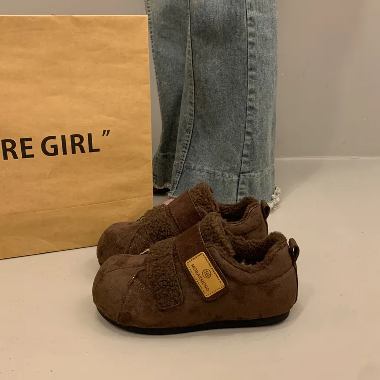 爆款小众厚底加绒板鞋女秋冬二棉鞋2025新款德训鞋运动休闲面包鞋