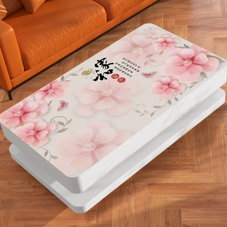 新款中式防水防油防烫PVC桌垫免洗软玻璃家用茶几桌面印花保护垫