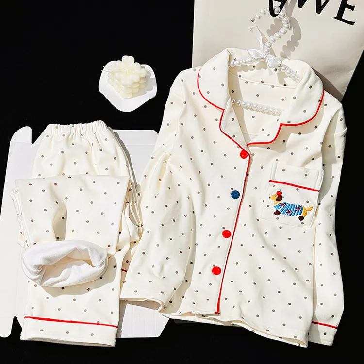 睡衣秋冬款女童德绒2025新款保暖加厚款开衫女孩磨毛家居服两件套