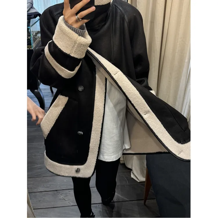 THESOONG|小火炉’正反两穿 复古锁温皮革H型廓形夹克外套HLWT7808