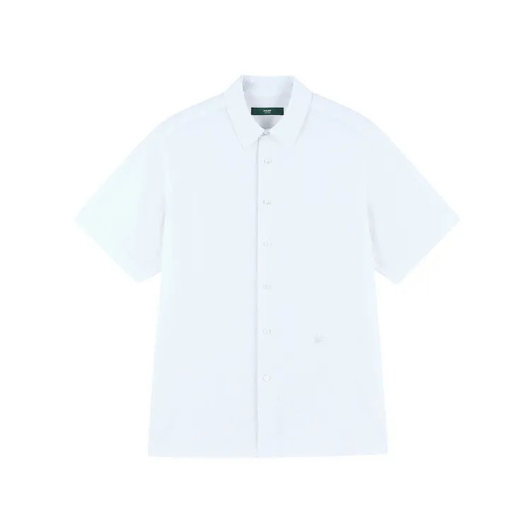 短袖男纯色防水抗皱商务短袖衬衫休闲印花翻领上衣白色衬衣133011