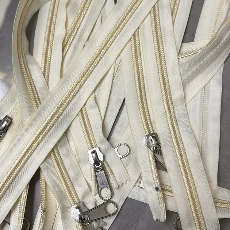 三轮车棚专用拉链内外双拉头米白色10号雨帘专用金属拉链原装配件