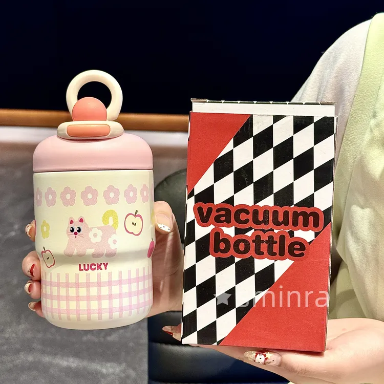 可爱保温杯女生时尚高颜值带提手小巧随手杯学生便携网红水杯直饮
