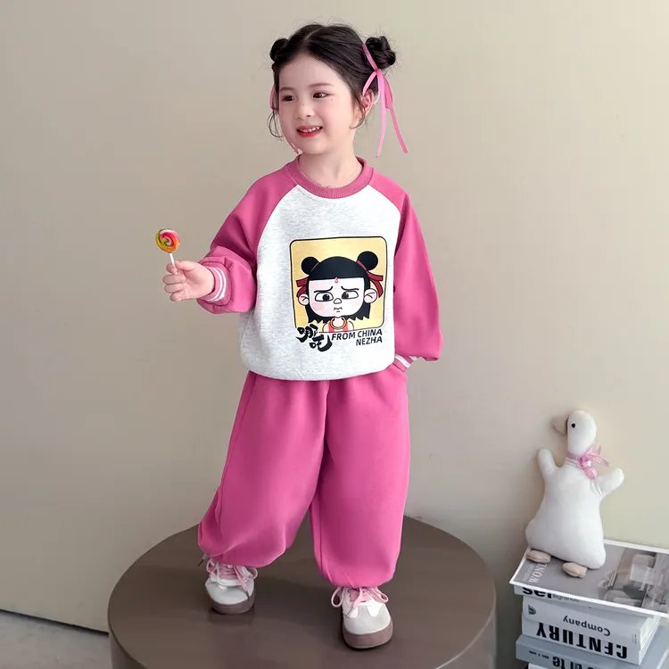 女童哪吒卫衣套装2025新款儿童春秋潮款休闲女宝宝秋季洋气两件套