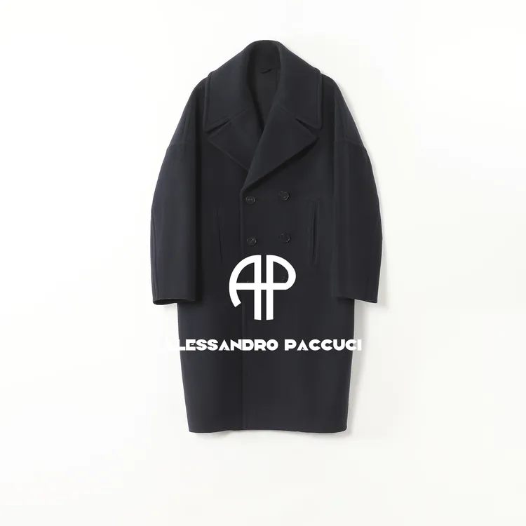 AP洛哥54044DY【诗诗大衣】黑标/绵羊毛+山羊绒翻领双排扣时尚大衣