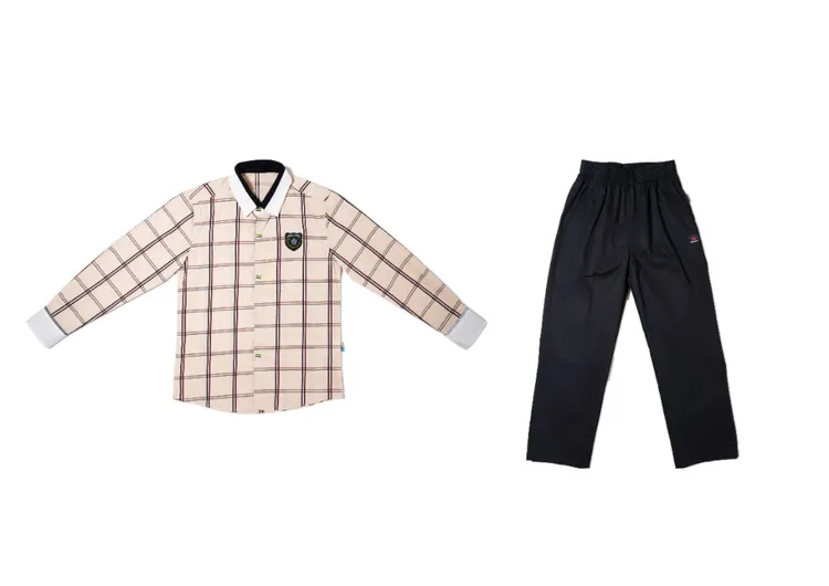 南宁中小学校服特价格子秋季制服男女长袖长裤