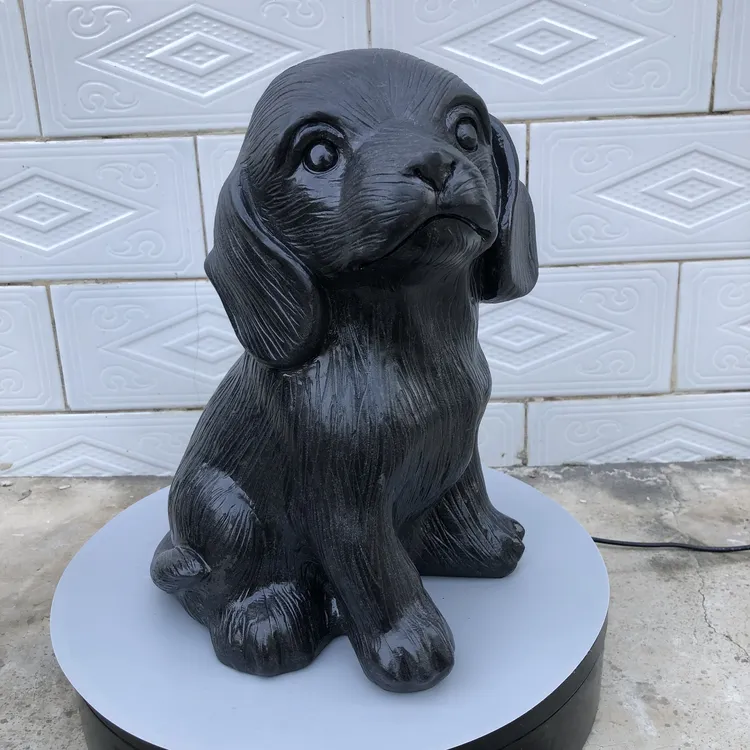 汉白玉石雕小狗摆件客厅装饰品拉布拉多宠物石头雕刻狗