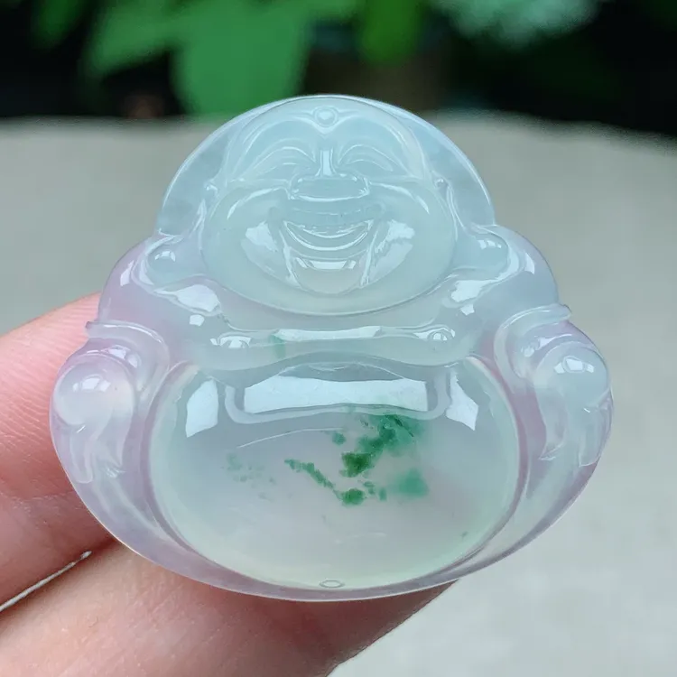 y缅甸天然翡翠A货32.2-35.8-6.4玉石老坑冰种飘花佛公吊坠女士