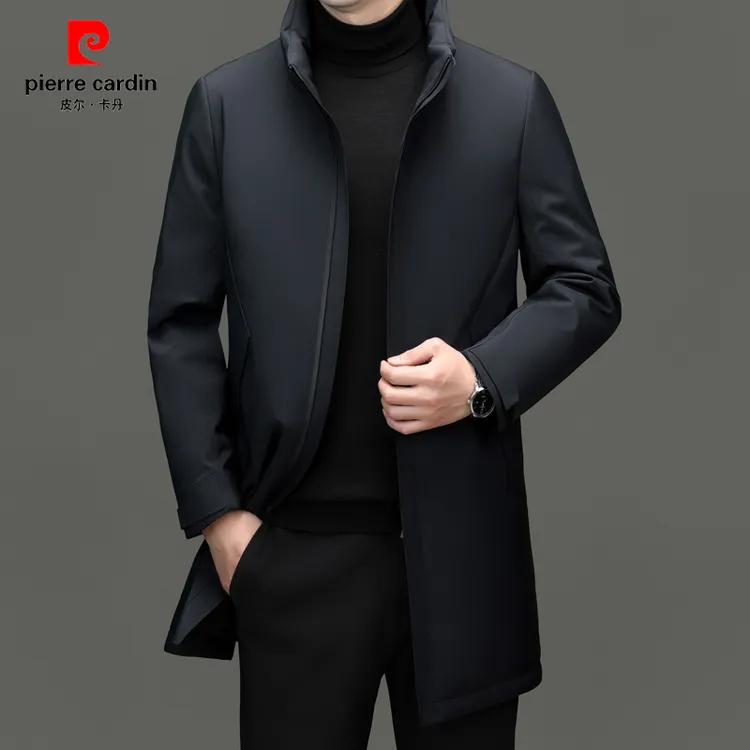 皮尔卡丹【风衣羽绒服】冬季新款羽绒服男士中长款保暖防风商务外套