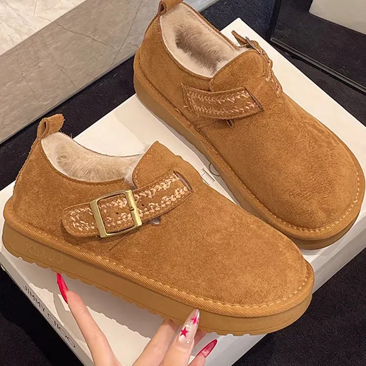 棉靴/毛靴休闲风轻职风日式加绒拼色棉鞋学院风复古港风