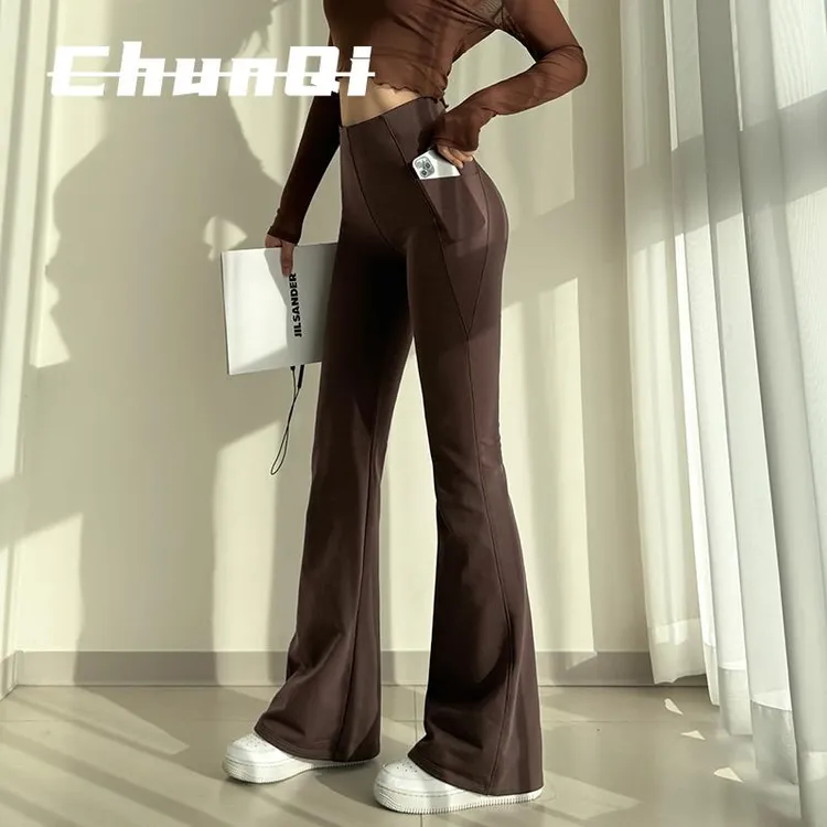 维多利亚收腹提臀瑜伽喇叭裤女外穿运动跑步显瘦高腰健身微喇长裤