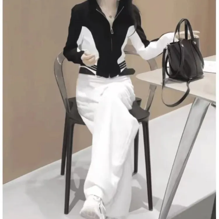 新款时尚气质百搭简约时髦撞色女装套装