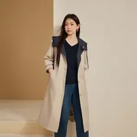【布朗风衣】纤莉秀W大码女装流光风撞色设计感连帽早秋外套QK3133