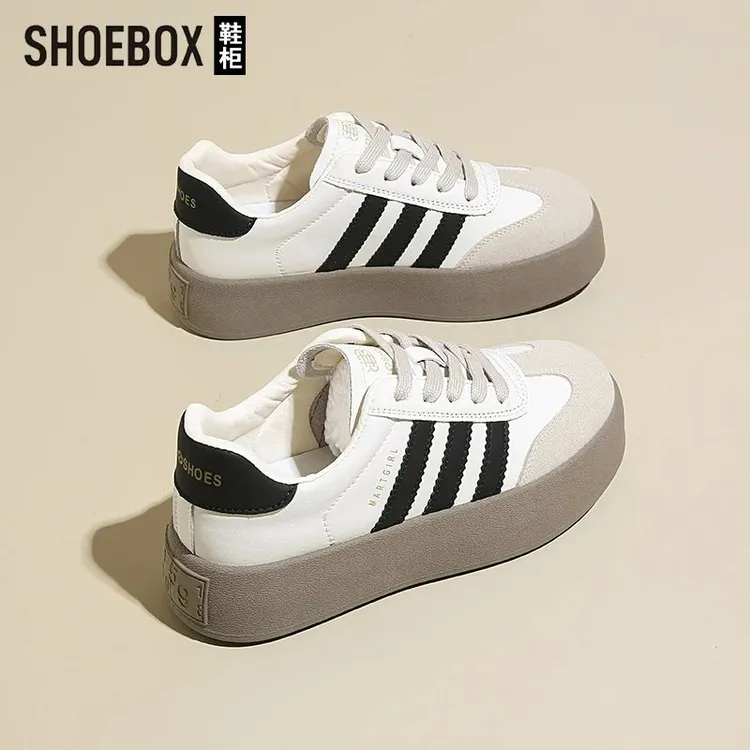SHOEBOX鞋柜厚底德训鞋女2025秋季新款休闲鞋运动板鞋小白鞋女