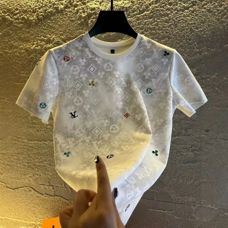 网红爆款春夏新款时尚青年男士短袖t恤大码200斤休闲百搭高级感